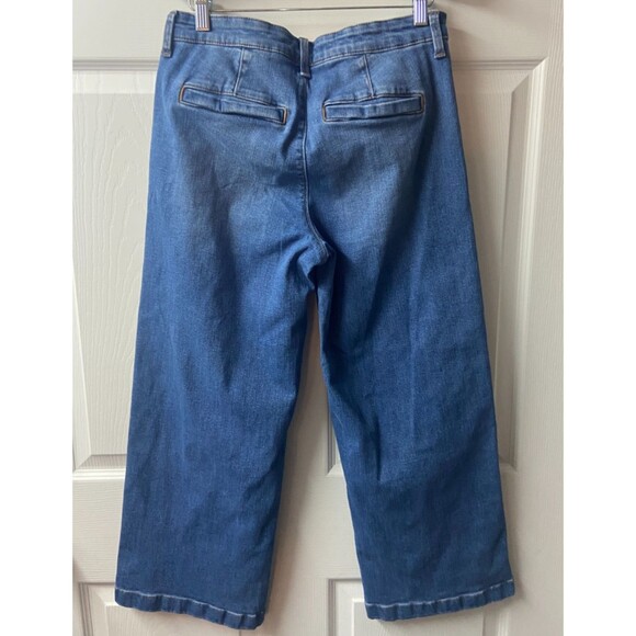 Ella Moss Cropped Jeans Womens 4 Blue Flat Front Wide Leg Slash Pockets Classic - Picture 3 of 10